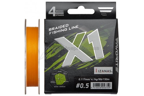  Шнур Favorite X1 PE 4x 150m (orange) #0.5/0.117mm 9lb/4.1kg