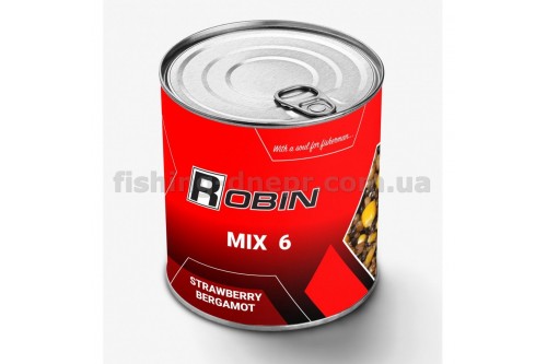 "MIX-6" зерна ROBIN 900ml. ж/б Полуниця-Бергамот