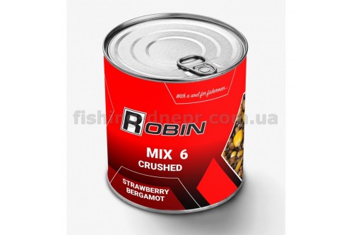 "MIX-6" зерна подрібнені ROBIN 900ml. ж/б Полуниця-Бергамот