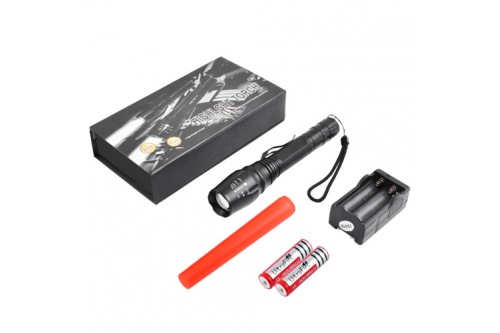 Ліхтарик Police 8668-T6, ЗУ 220V/12V, 2x18650/6xAAA, zoom, красный диффузор, Box